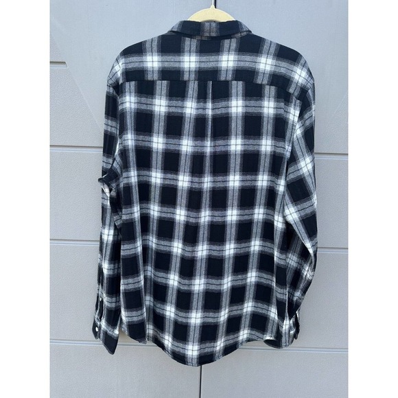 OLD NAVY Men's Slim Plaid Button Up BLACK Shirt Long Sleeve Light Flannel Sz XL - Picture 3 of 7